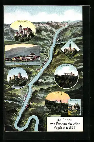 AK Linz a.d. Donau, Donau mit Wesenstein, Vichtenstein