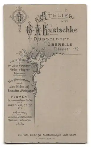 Fotografie G. A. Kuntschke, Düsseldorf-Oberbilk, Ellerstr. 172, Junge Dame im Kleid