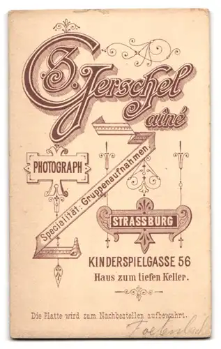 Fotografie S. Gerschel, Strassburg, Kinderspielgasse 56, Ulanenkrieger in Uniform