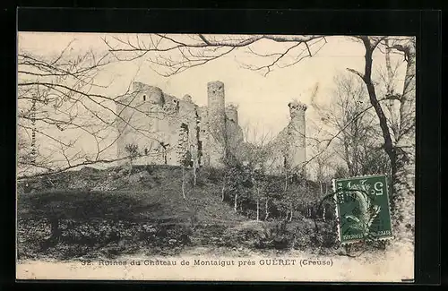 AK Guéret, Ruines du Château de Montaigut