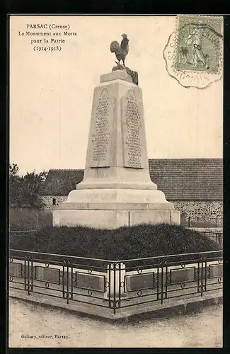 AK Parsac, Le Monument aux Morts pour la Patrie