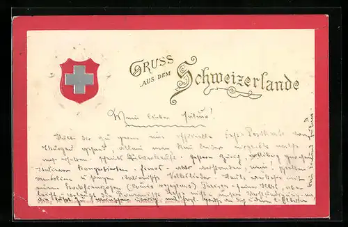 AK Grusskarte mit Schweizer Wappen