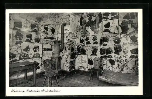 AK Heidelberg, Blick in den historischen Studentenkarzer