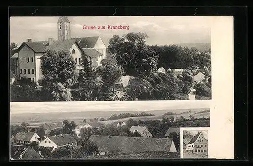 AK Kranzberg, Gasthaus, Blick über die Dächer