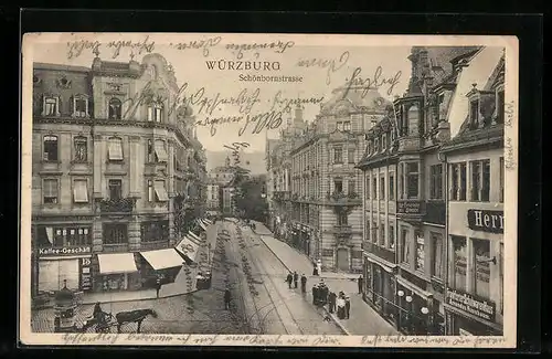 AK Würzburg, Blick in die Schönbornstrasse