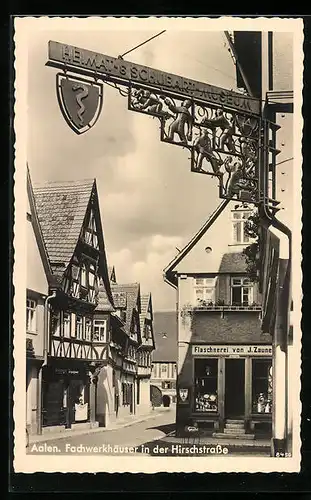 AK Aalen, Fachwerkhäuser in der Hirschstrasse, Heimat- und Schubart-Museum