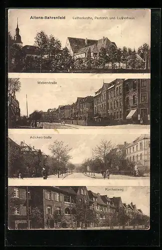 AK Hamburg-Bahrenfeld, Lutherkirche, Pastorat und Lutherhaus, Weberstrasse, Adickesstrasse, Kirchenweg
