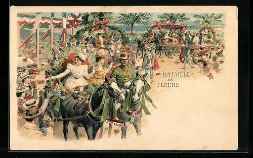 Künstler-AK Bataille de Fleurs, Volksfest