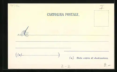 Lithographie Italien, Briefmarken und Wappen mit Krone und Flagge