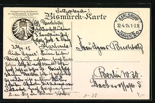 AK Bismarck mit Menschengruppe an seinem 80. Geburtstag