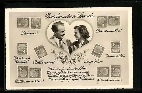 AK Briefmarkensprache, Nichts soll uns trennen, Ich habe grosse Sehnsucht