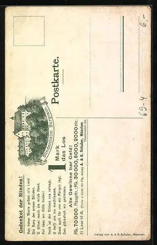 AK Älterer blinder Mann mit einem Mädchen