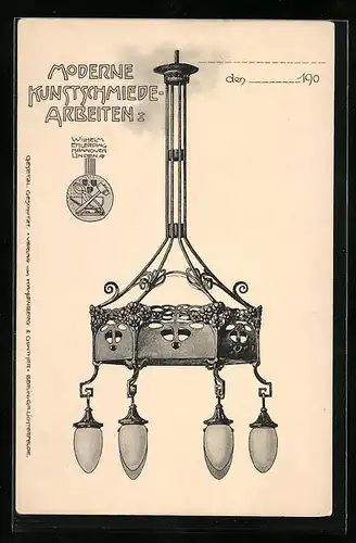 AK Moderne Kunstschmiedearbeiten, Lampe