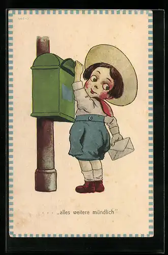 AK Junge am Briefkasten wirft Brief ein, ...alles weitere mündlich