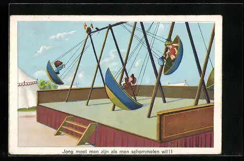 Künstler-AK Jong moet men zijn als men schommelen wil!!, Volksfest