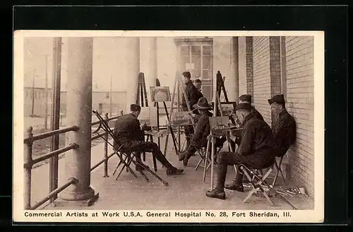 AK Fort Sheridan, Commercial Artist at Work USA General Hospital No. 28, amerikanische Maler