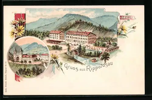 Lithographie Rippoldsau, Alt-Klösterle Gasthaus zum Erbprinzen