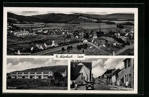 AK N.-Würzbach /Saar, Totalansicht, Schule, Hindenburgstrasse