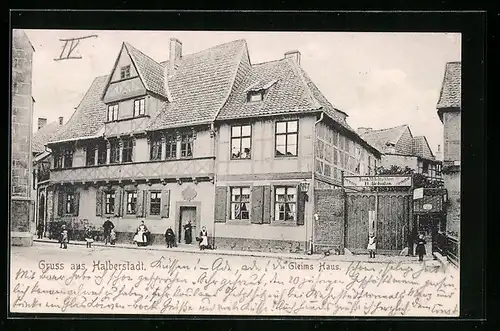 AK Halberstadt, Gleims Haus mit Bau- & Möbeltischlerei H. Schulze