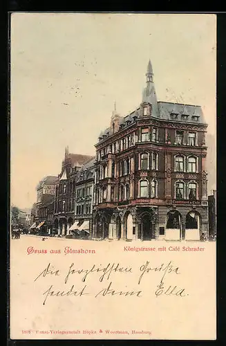AK Elmshorn, Königstrasse mit Cafe Schrader