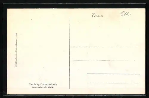 AK Hamburg-Harvestehude, Oberstrasse mit Klinik