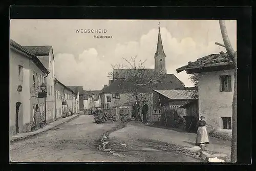 AK Wegscheid, Marktstrasse mit Kirche