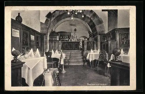 AK Würzburg, Gasthaus Ratskeller, Barbarazimmer