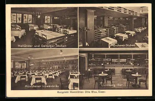 AK Essen, Burgplatz Gaststätten Otto Blau