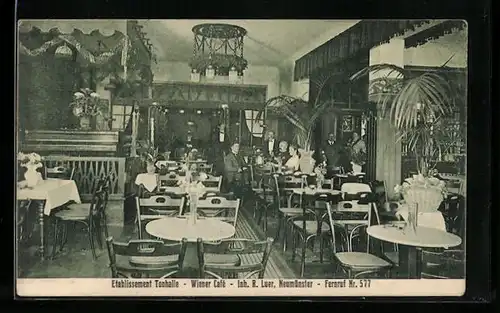 AK Neumünster, Cafe Tonhalle v. R. Luer, Innenansicht