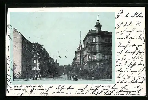 AK Hamburg-Eimsbüttel, Blick zum Weidenstieg