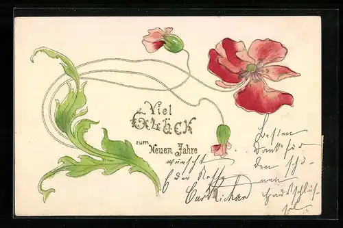 AK Viel Glück zum neuen Jahr, Blüte zu Neujahr