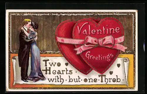 AK Liebespaar zu Valentinstag, Herzen