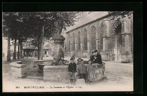 AK Montivilliers, Le Fontaine et l'Eglise
