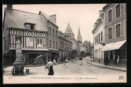 AK Montivilliers, La Rue Felix-Faure