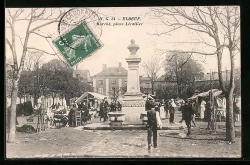 AK Elbeuf, Marché, place Lécallier, Marktszene