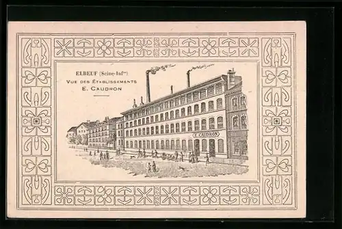 Künstler-AK Elbeuf, Vue des Etablissements E. Caudron