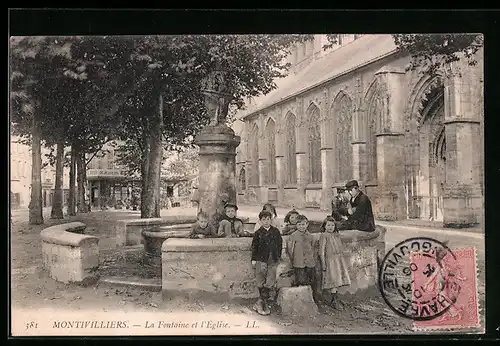 AK Montivilliers, la Fontaine et l'Église