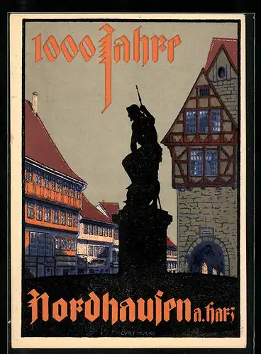 Künstler-AK Nordhausen a. Harz, Festpostkarte zur Jahrtausendfeier