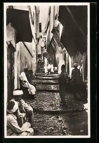 AK Algier, Strassenpartie im Araberviertel