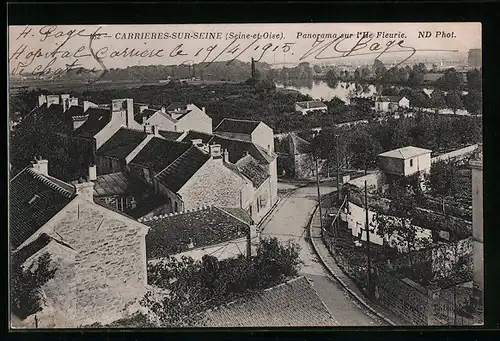 AK Carrieres-sur-Seine, Panorama sur l`Ile Fleurie