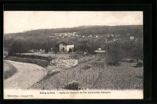 AK Étang-la-Ville, Halte du Chemin de Fer de Frande Ceinture