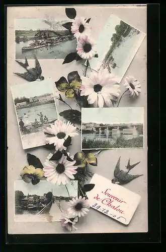 AK Chatou, Brücke, Uferpartie mit Dampfer, Ortspartie