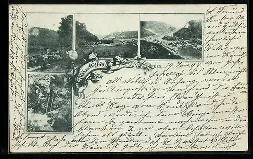 AK Eybach, Ortsansicht aus der Vogelschau