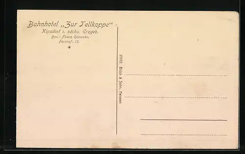 AK Kipsdorf /Erzgeb., Bahnhotel Zur Tellkoppe, Speisesaal