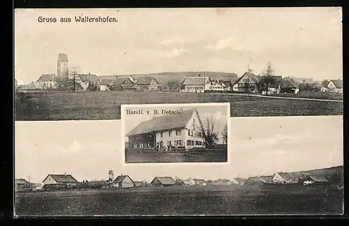 AK Waltershofen, Handlung B. Detsch, Panoramen des Ortes