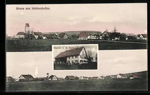 AK Waltershofen, Handlung B. Detsch, Panoramen des Ortes