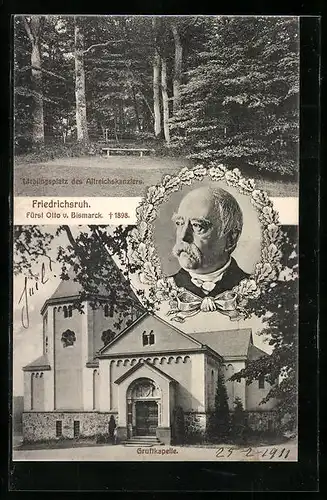 AK Friedrichsruh, Lieblingsplatz u. Gruftkapelle v. Fürst Otto v. Bismarck
