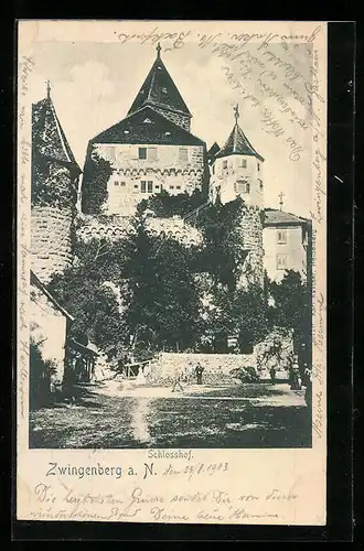 AK Zwingenberg a. N., Blick in den Schlosshof