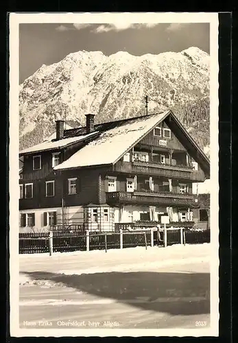 AK Oberstdorf /bayr. Allgäu, Blick auf Haus Erika