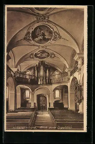 AK Offenburg /Baden, Kloster Unserer Lieben Frau, Klosterkirche, Blick zum Orgelchor